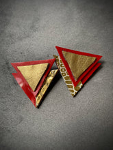Load image into Gallery viewer, Red &amp; Gold Gator (Statement Studs)